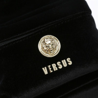 VERSACE VERSUS范思哲 范瑟丝女士黑色聚酯纤维LOGO图案丝绒迷你双肩包FBD1374 FVLTMR 特价