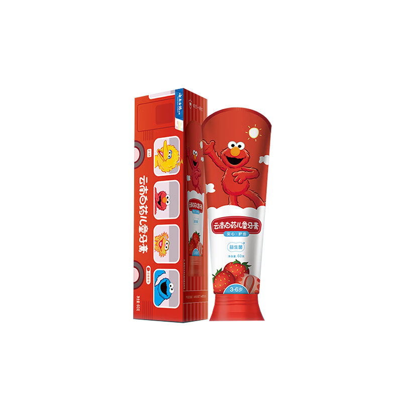 云南白药(YUNNAN BAIYAO) 益生菌儿童牙膏 安全防蛀 3-6岁(草莓)60g