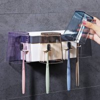 家用塑料牙刷架壁挂洗漱架牙刷筒牙刷杯牙刷置物架套装收纳架简约创意生活日用收纳用品