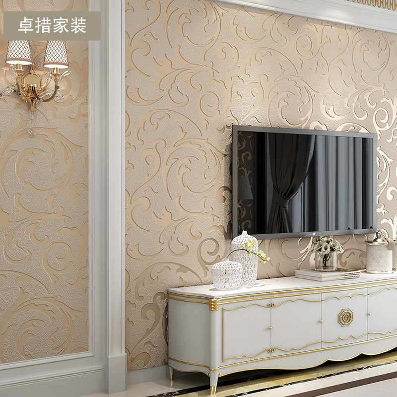 欧式电视背景墙壁纸3d无纺布墙纸简约现代客厅墙纸 钩花壹德壹