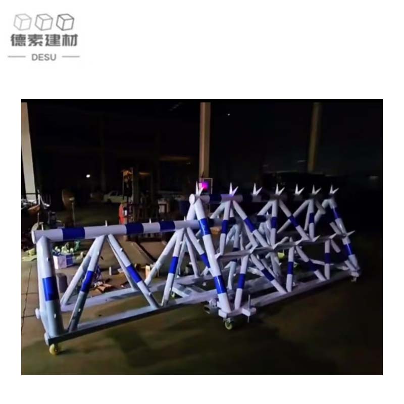 德素 拒马护栏移动护栏蓝色黄色红色 基础带刺款伸缩款/米高清大图