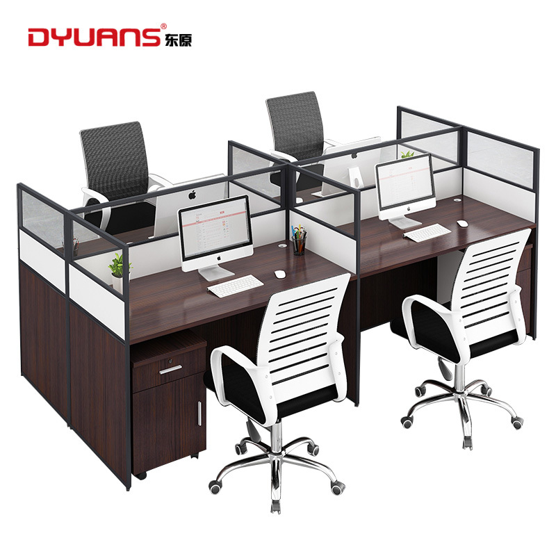DYUANS 东原办公桌2.4米板式办四人位屏风桌一字型职员电脑桌DY-F2404