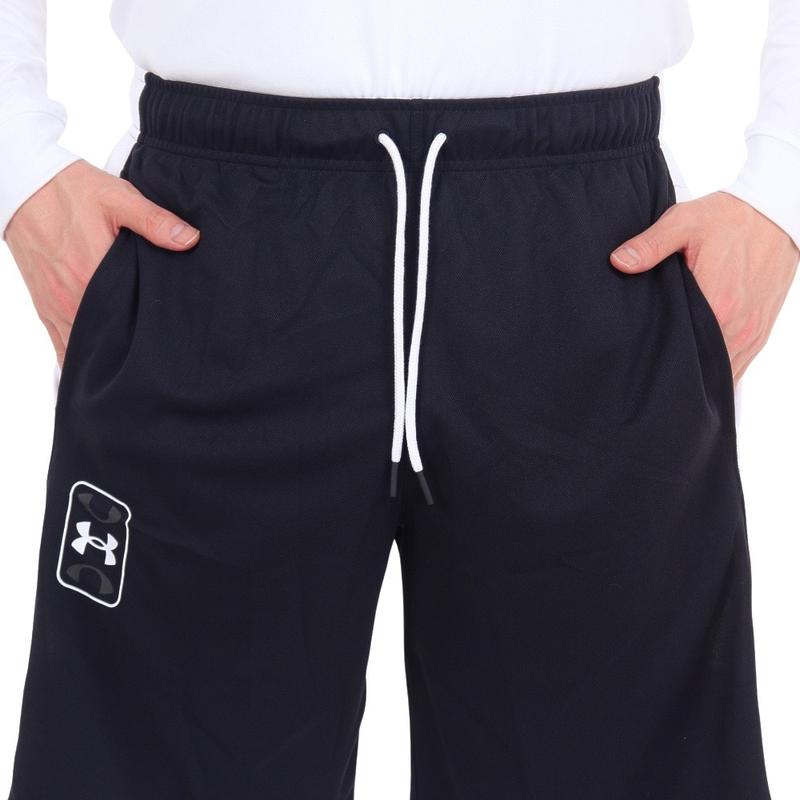 Under Armour男士透气速干篮球宽松运动休闲裤弹性腰绳侧兜耐用针织短裤高清大图