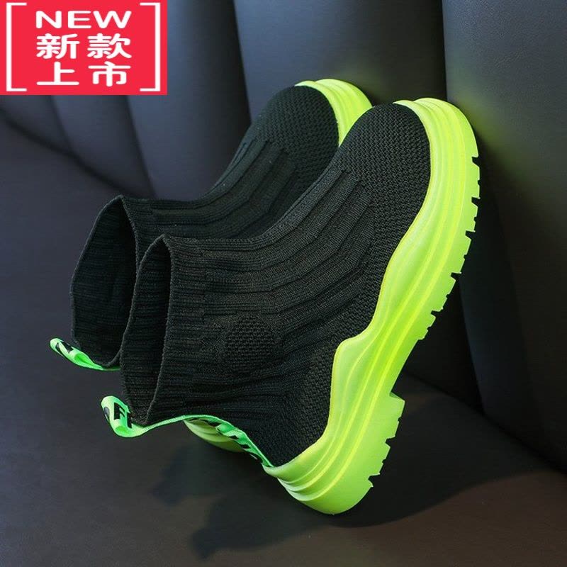 可莉允女童鞋春秋款2022新款儿童袜子鞋高帮鞋弹力男童靴冬季透气运动鞋靴子图片