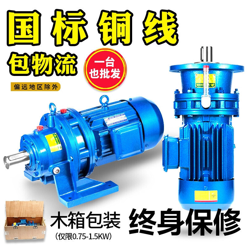 BONJEAN行星摆线针轮减速机带电机立式BWD小型卧式减速器摆针式国标铜芯 b3/X5-3kw(轴55mm)