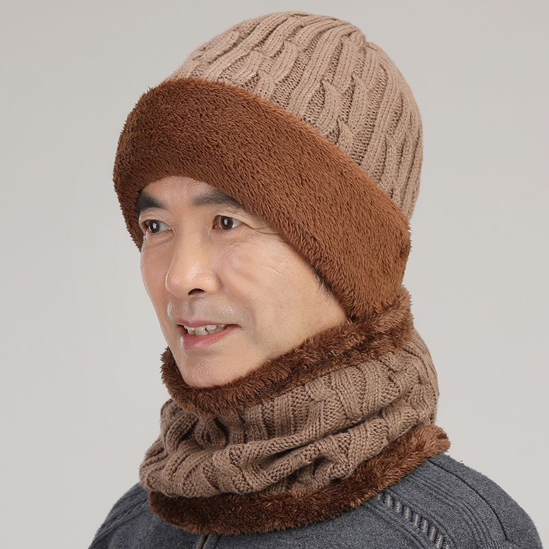 咖啡色单帽只有帽子中老年人帽子女冬天奶奶保暖毛线帽男爸爸老头帽