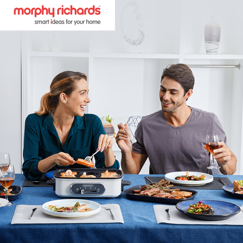 摩飞电器(MORPHY RICHARDS) 多功能锅料理锅 电烧烤锅电火锅蒸锅家用电烤锅MR9088 白色标配高清大图