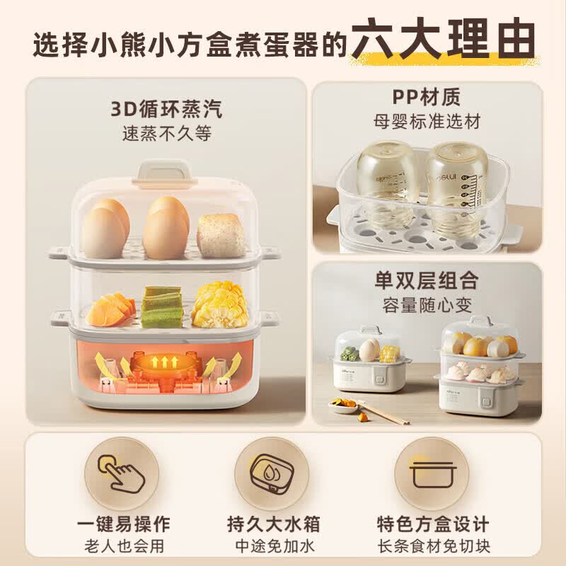 小熊智能定时煮蛋器 机械控制多功能蒸煮电器蒸碗款高清大图