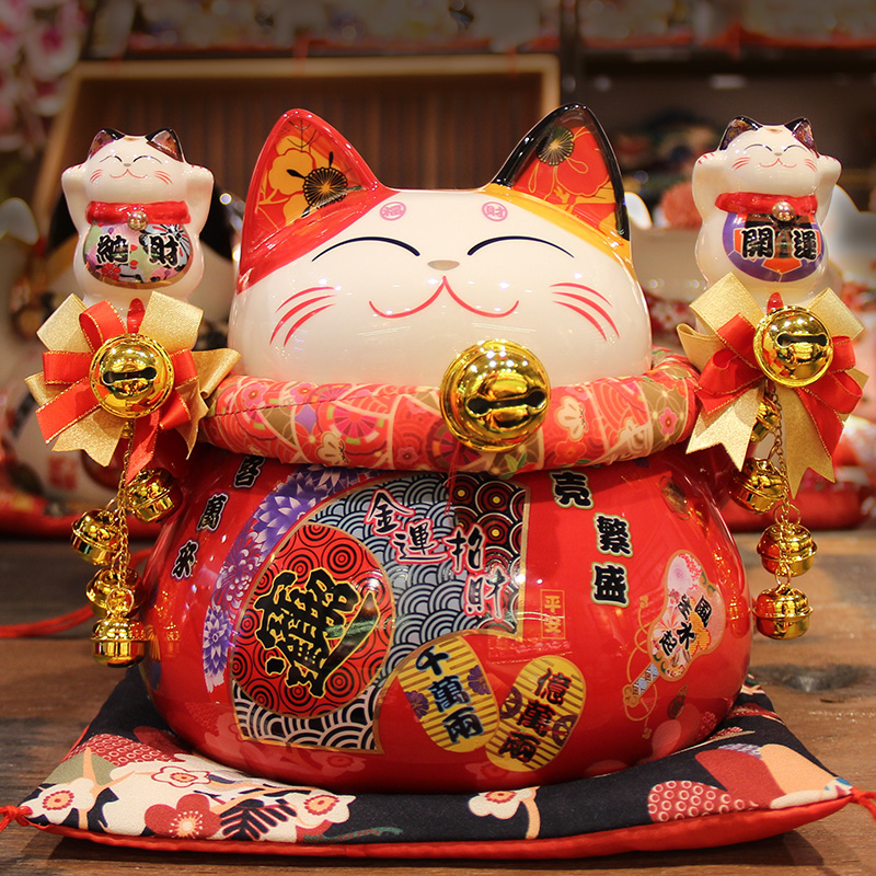 猫开业店铺收银台小摆件创意存钱罐家居客厅饰品发财猫 三维工匠 大号-商业繁盛86945猫高清大图