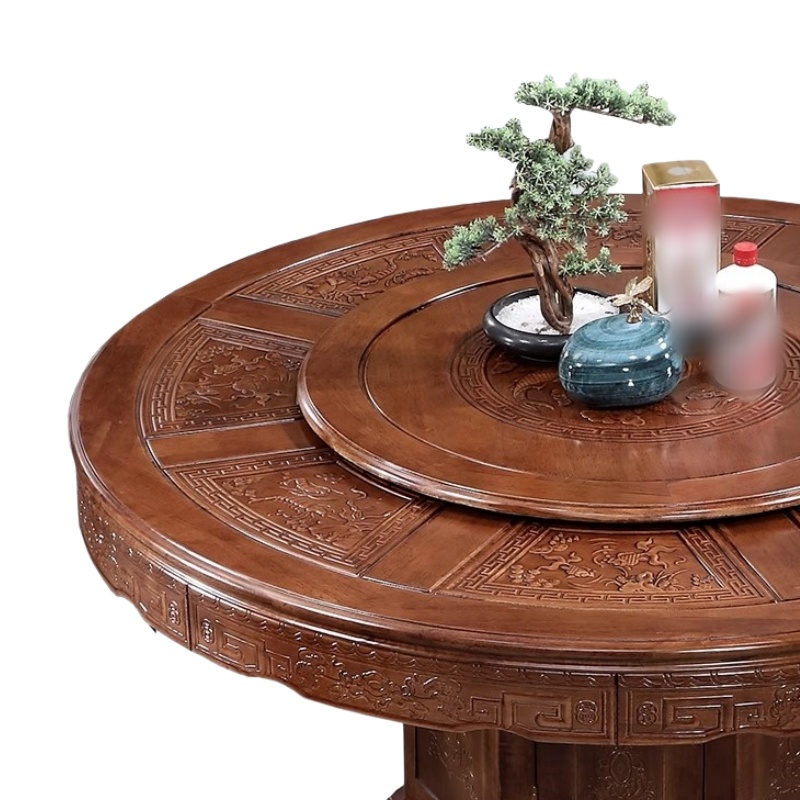 豫龙都 转盘餐桌 一桌四椅 套高清大图