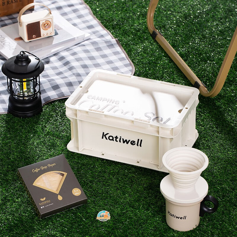 KATIWELL户外露营系列珐琅搪瓷杯咖啡杯 露营套装 米色高清大图