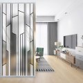 折屏现代简约屏风隔断墙玻璃客厅装饰卧室玄关洗手盆小户型轻奢_1 银色2000*950