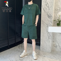 啄木鸟冰丝运动套装男士短袖t恤2025年夏季新款搭配休闲短裤一套