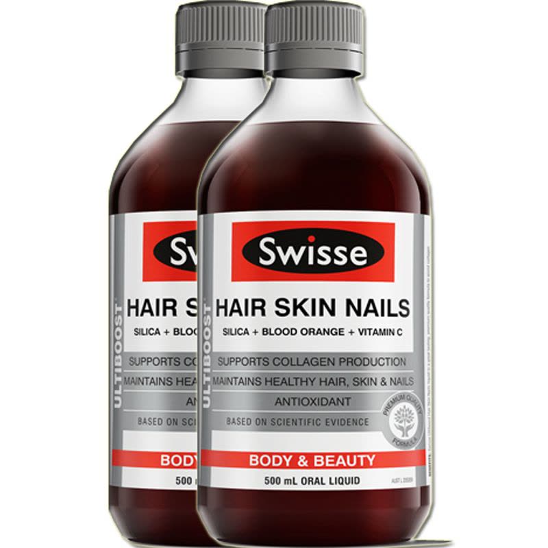 澳洲Swisse胶原蛋白液 500ml 2瓶装 天然血橙硅精华防衰老 养颜皮肤头发指甲 澳大利亚进口 海购图片