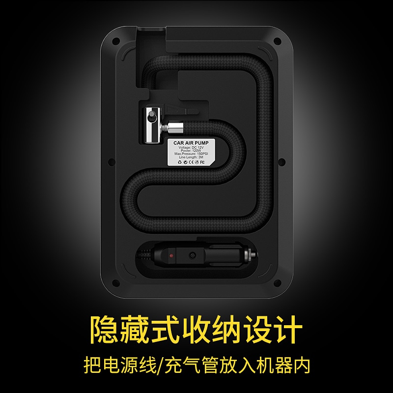 Goodyear 数显触屏车载充气泵轮胎加气泵便携款汽车打气泵车用 GY-3302 黑色