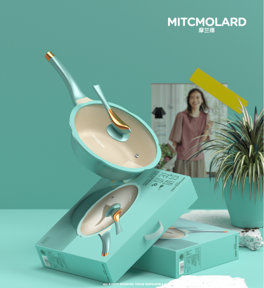 摩兰德多功能健康不粘锅大容量炒锅锅具食品级材质易清洗