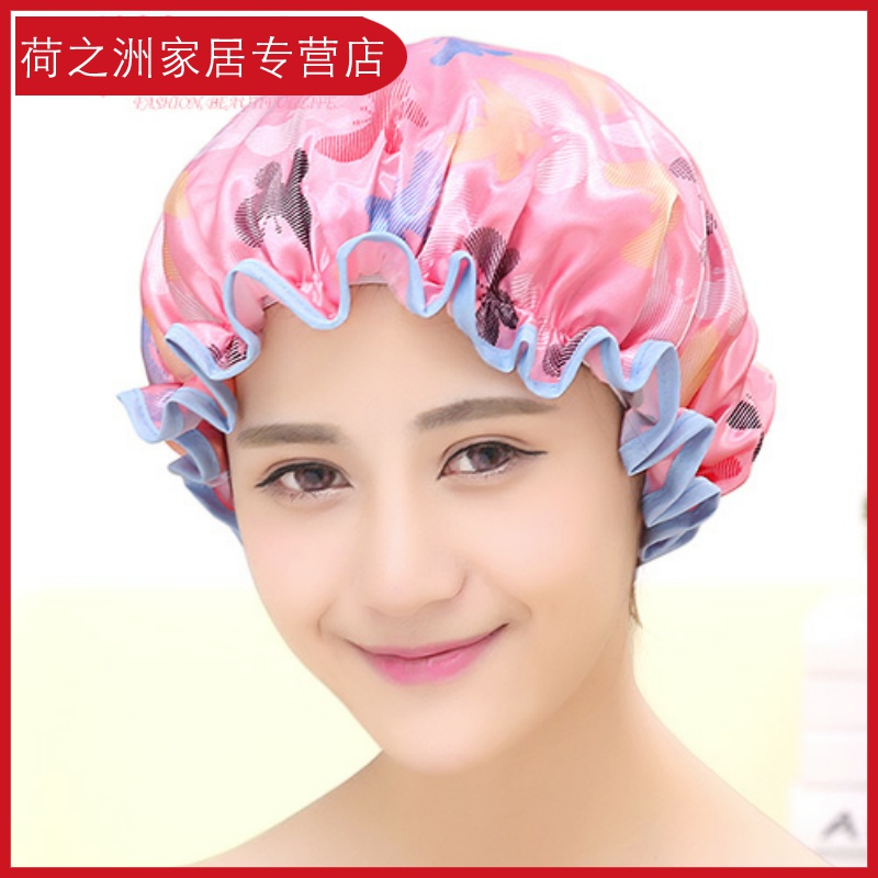 浴帽防水成人女款淋浴厨房帽子防油帽油女士头罩帽洗澡防水头套 三维工匠 蓝色点点高清大图