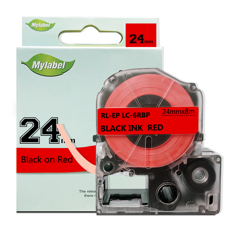 e代经典 24mm红底黑字标签色带 适用爱普生EPSON LW600P;LW700;锦宫SR530C LK-6RBP高清大图