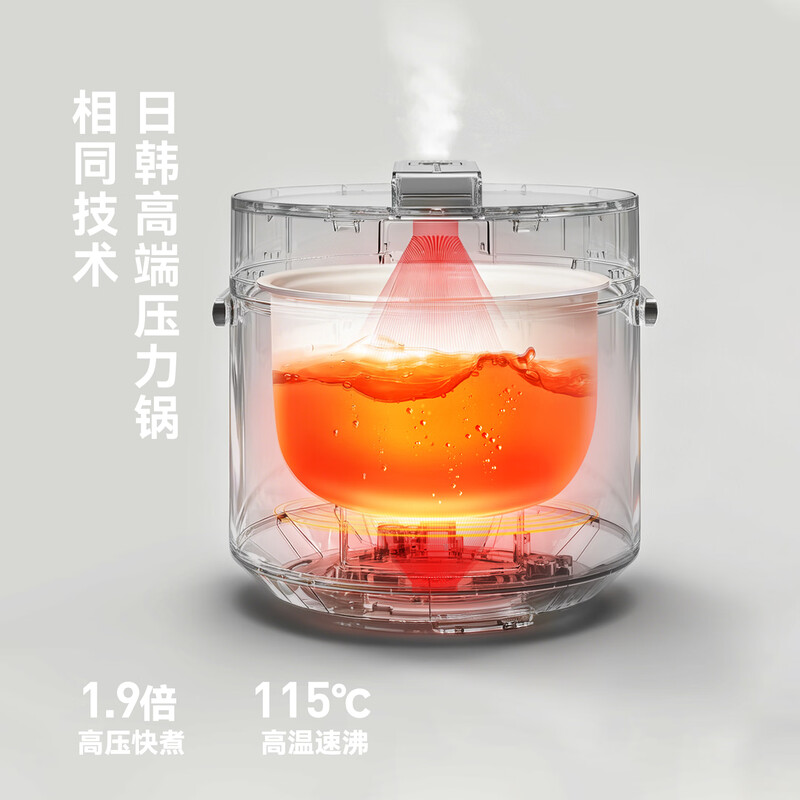 OLAYKS 立时智能触摸控制电压力锅 YBW2001B 2L 白色单胆设计支持预约功能高效烹饪2-4人用高清大图