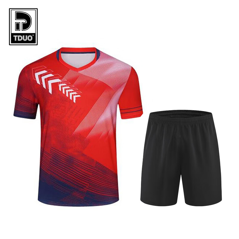 Tduo羽毛球服C4 套 黑红 M