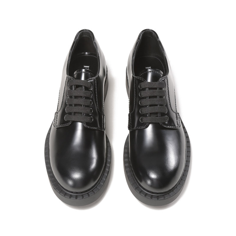 普拉达prada男士亮面皮革系带皮鞋德比鞋2ee345055