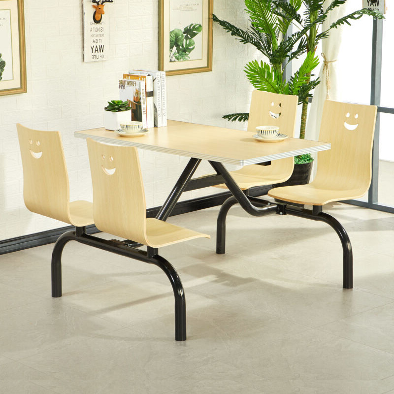 创世人学校食堂公司员工餐厅餐桌椅组合4人位员工连体餐桌快餐桌椅