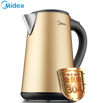 美的(Midea) 电水壶 WHJ1507b 1.5L 双层防烫 无缝一体内胆 食品级304不锈钢 土豪金