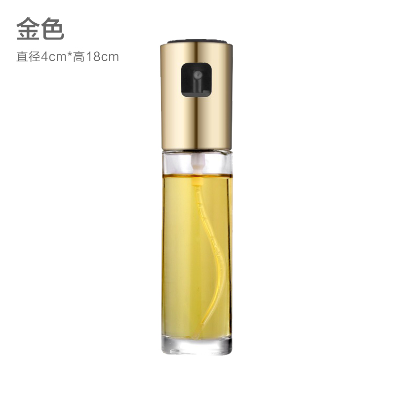 厨房喷雾油瓶按压式喷油壶透明高硼硅玻璃装醋瓶香油瓶调料瓶喷壶 金色