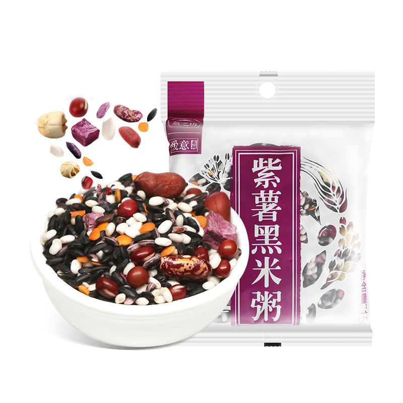燕之坊紫薯黑米粥150g*7包五谷杂粮粗粮营养粥早餐组合原材料高清大图