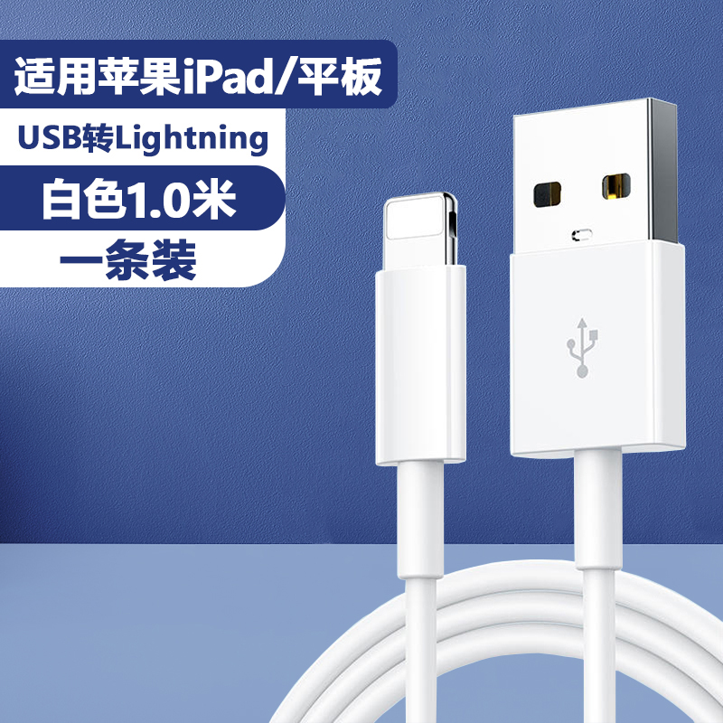 适用苹果ipadpro充电器头mini5/4/3/2平板12w快充usb数据线air3/2 【苹果USB数据线】白色1.0米★一条装