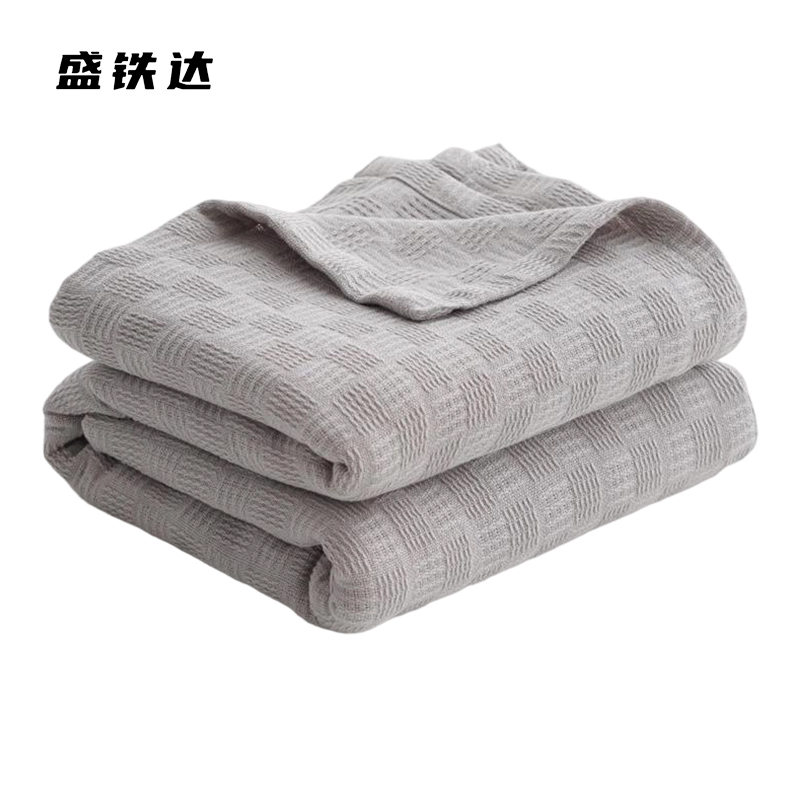 盛铁达 毛巾被浅灰色180x200cm STD-JF128 条高清大图