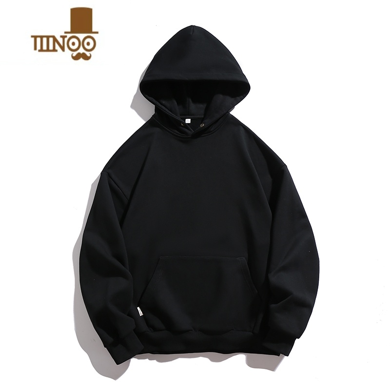 YANXU美式连帽卫衣男2023款宽松潮牌复古情侣纯色套头长袖外套高清大图