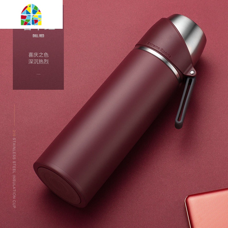 保温杯男女带杯子杯盖可喝水的水杯子定制大容量带滤网泡茶杯 FENGHOU 奢华红高清大图