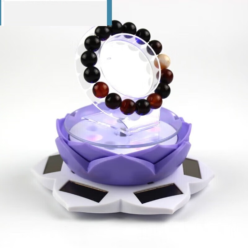 太阳能旋转展示台 饰品手镯佛珠玉器手链手串展示架转盘高清大图