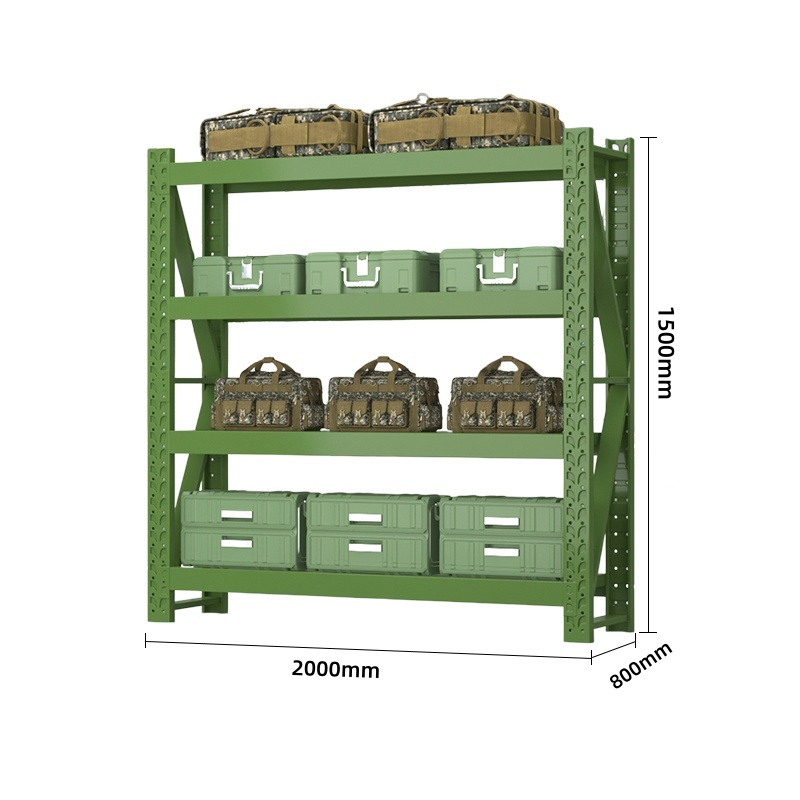 货架仓储重型货架军绿色器材架 四层长200宽80高150cm 280KG/层高清大图