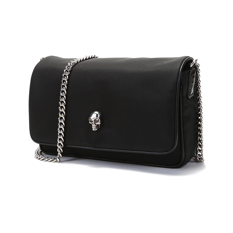 亚历山大麦昆alexandermcqueen女士织物skull单肩斜挎包链条包小号