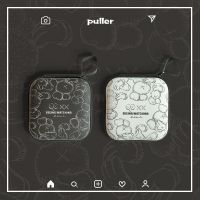 puller耳机包平板电脑充电器防摔收纳盒数据线绕线器可爱卡通移动 黑色XX[小号方形收纳盒](9.5×9.5)