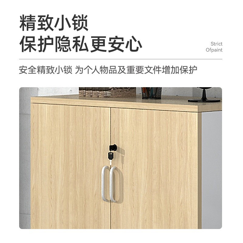 域赢木质二门储物柜文件柜带锁员工柜小柜子办公柜办公柜子矮柜800*400*800
