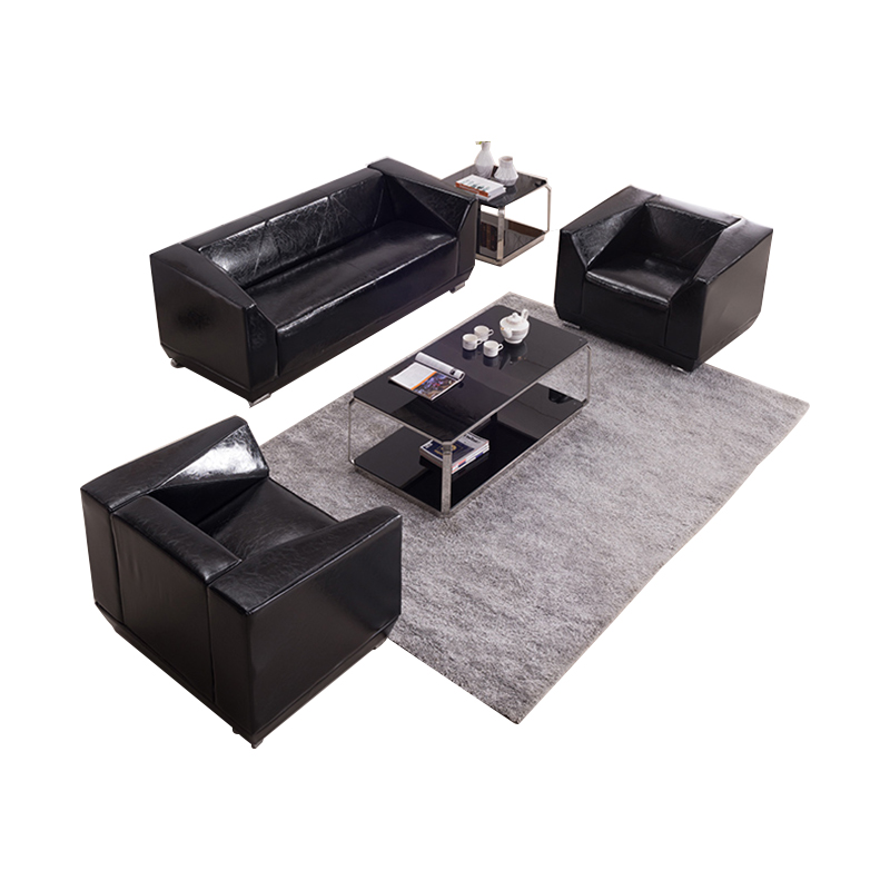 匡大 办公沙发组合商务接待西皮沙发组合三人位KDSF0808 黑色高清大图