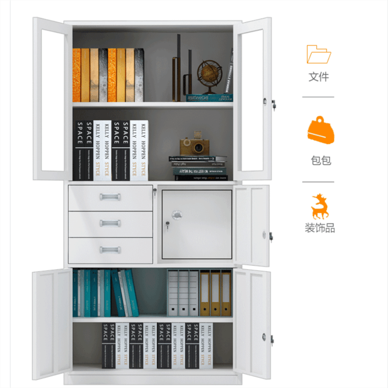 沃盛 办公文件柜 铁皮柜资料柜储物柜偏三斗内保险柜器械柜加厚款1800*850*390图片