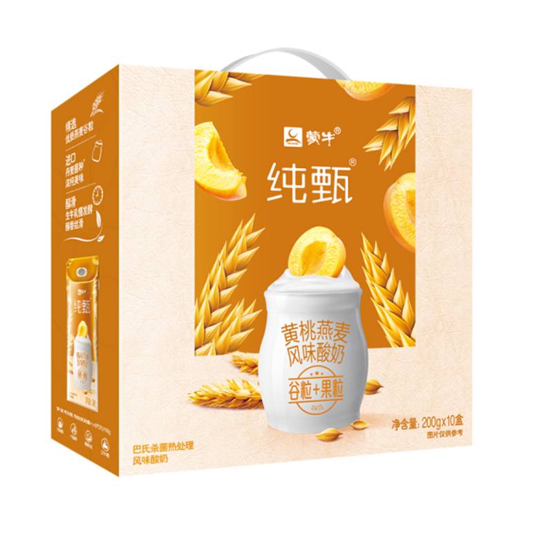 蒙牛(MENGNIU)纯甄风味酸牛奶 燕麦+黄桃 200g*10 礼盒装