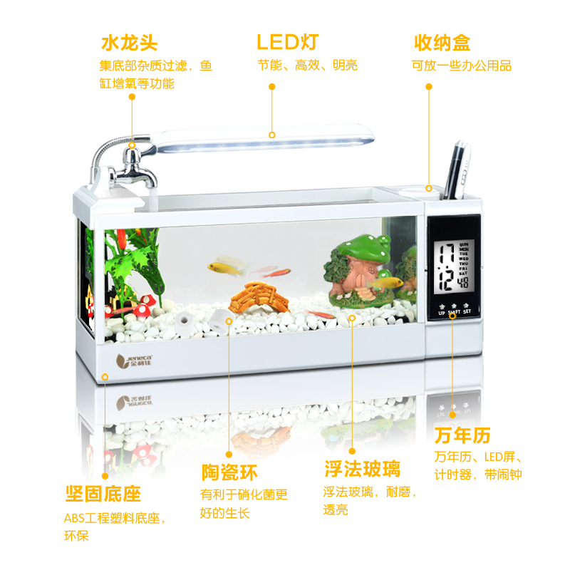 小鱼缸客厅迷你缸办公桌桌面个性创意装饰造景套餐鱼缸家用