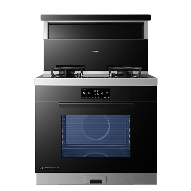老板(Robam)黑武士9JC22A集成灶 83L蒸烤炸炖集成灶一体式 蒸烤箱一体机 28风量油烟机定时燃气灶 左排烟