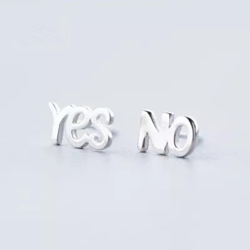 耳钉男女款新款 创意经典款英文字母yes no耳钉女情侣款欧美潮流时尚耳饰X1D08送女朋友七夕情人节礼物