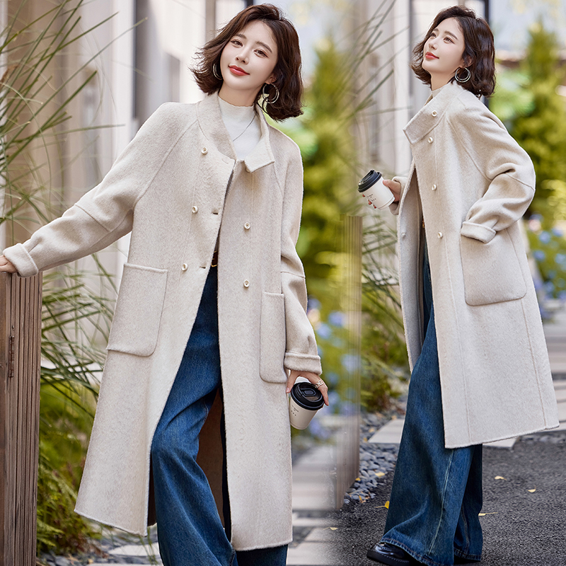 双面羊毛绒大衣女中长款2026秋冬新款加厚高端宽松羊毛呢外套棕色双面羊绒大衣女新款秋冬高级感气质大牌中长款羊毛呢高清大图