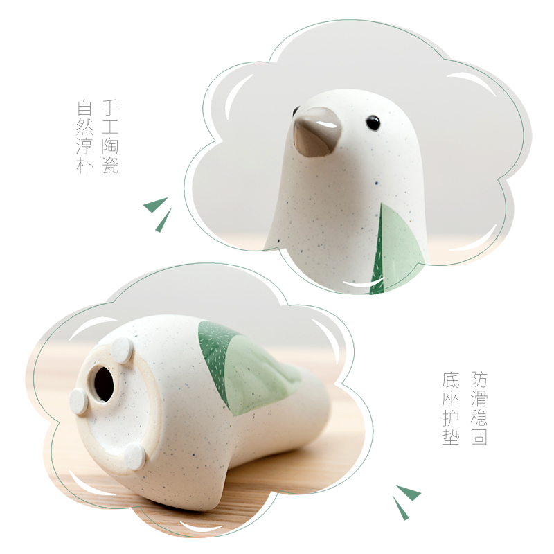 创意陶瓷小鸟现代家居装饰品客厅电视柜酒柜桌面摆件玄关工艺品 三维工匠 两只大号白色陶瓷小鸟组合