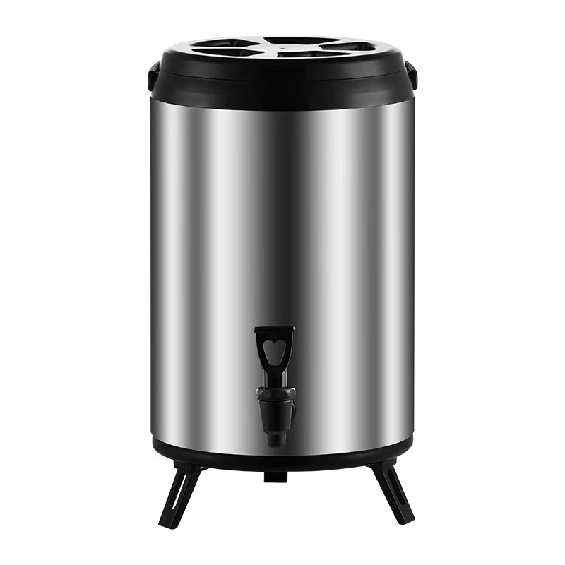 小窝厘 保温桶商用大容量奶茶桶茶桶不锈钢双层豆浆桶16L 2.5CM特厚奶茶桶 钢本色