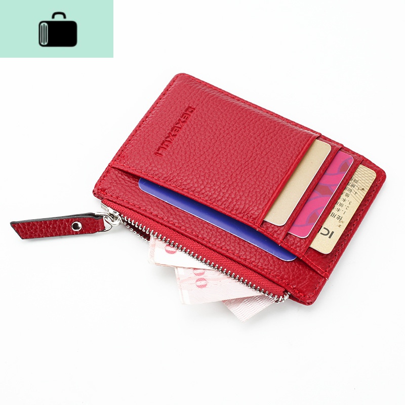 超薄卡包男士迷你小拉链零钱包女韩国情侣卡套驾驶证皮套卡夹NEW LAKE 红色