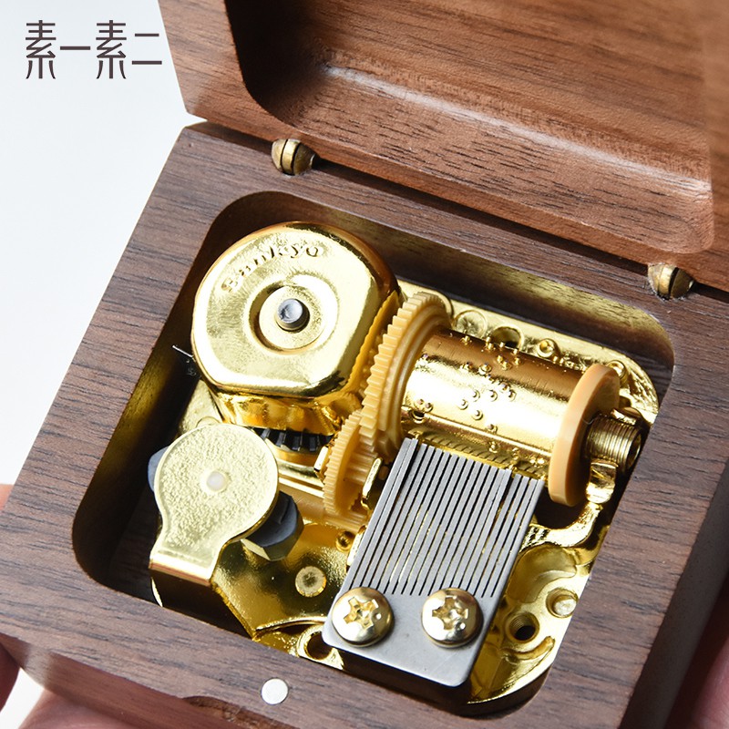 木质八音盒定制天空之城音乐盒鸟之诗女孩生日复古怀旧送女生 三维工匠 方形胡桃木-卡农(如需刻字打标私人定制可联系客服)高清大图