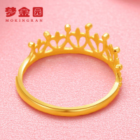 梦金园 黄金戒指 足金999 气质皇冠戒指 足金戒指 时尚单戒子 女款/计价 送女友 送老婆生日礼物 黄金饰品